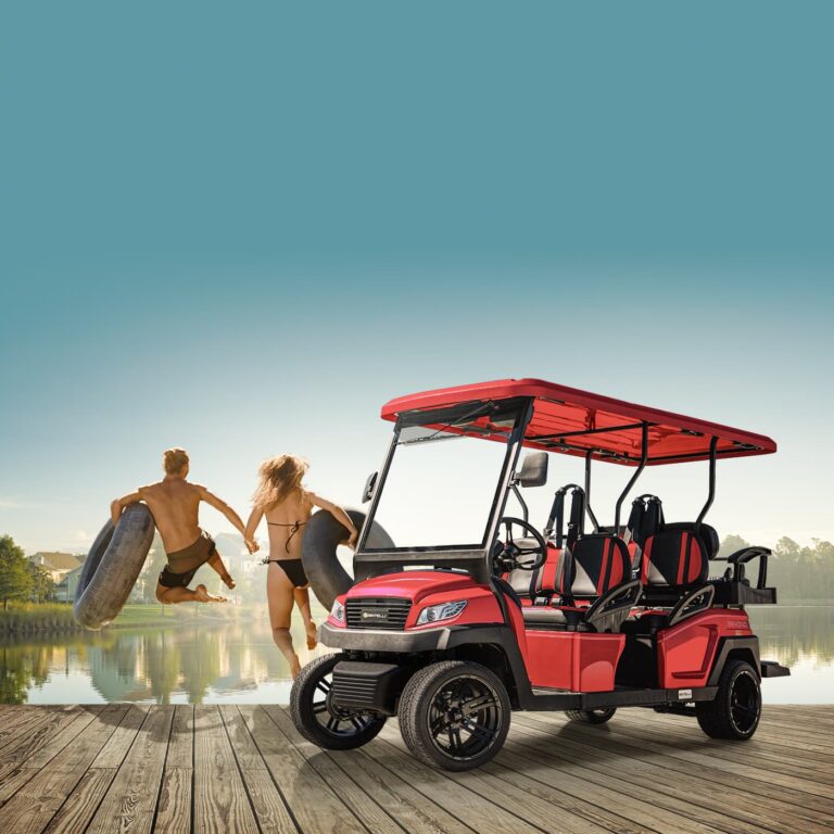 Pool side with Bintelli street legal golf cart 6 seater