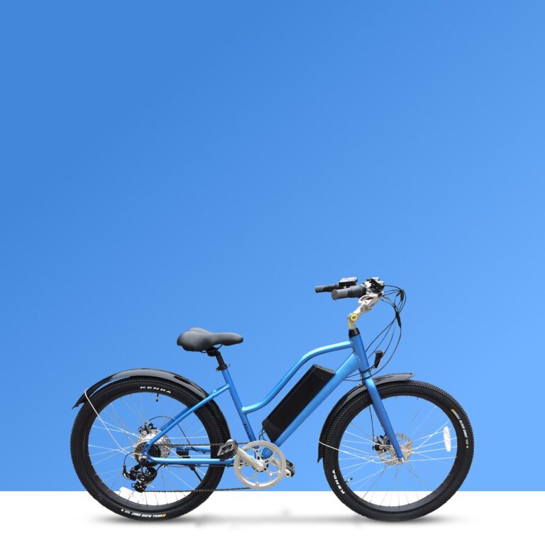 Bintelli B1 Electric Cruiser Bike in blue with 48V Samsung battery and 750 w motor