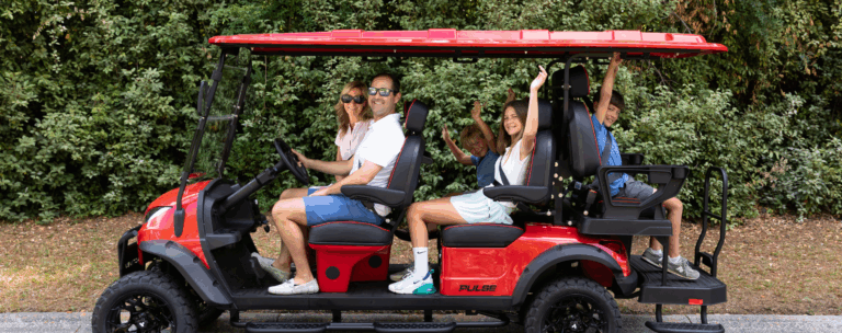 Red activEV pulse with family on the road