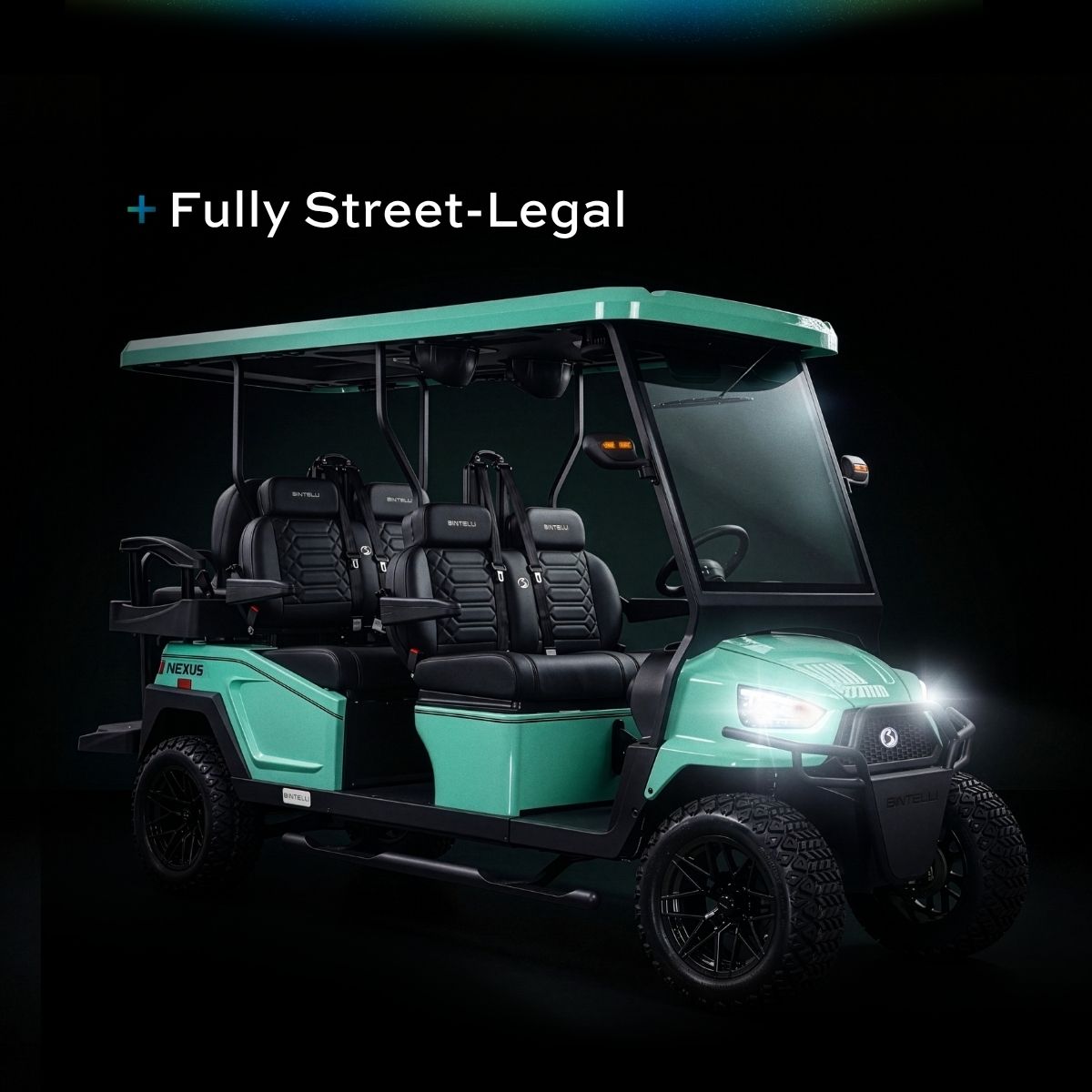 Bintelli Nexus Gen2 Anvil Blue 6 Seat Lifted Street Legal Golf Cart